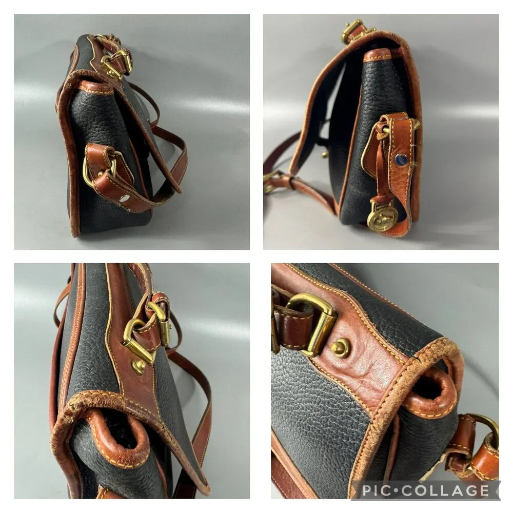 Vintage DOONEY & BOURKE BLACK ALL WEATHER LEATHER Crossbody Shoulder Purse - Picture 12 of 13
